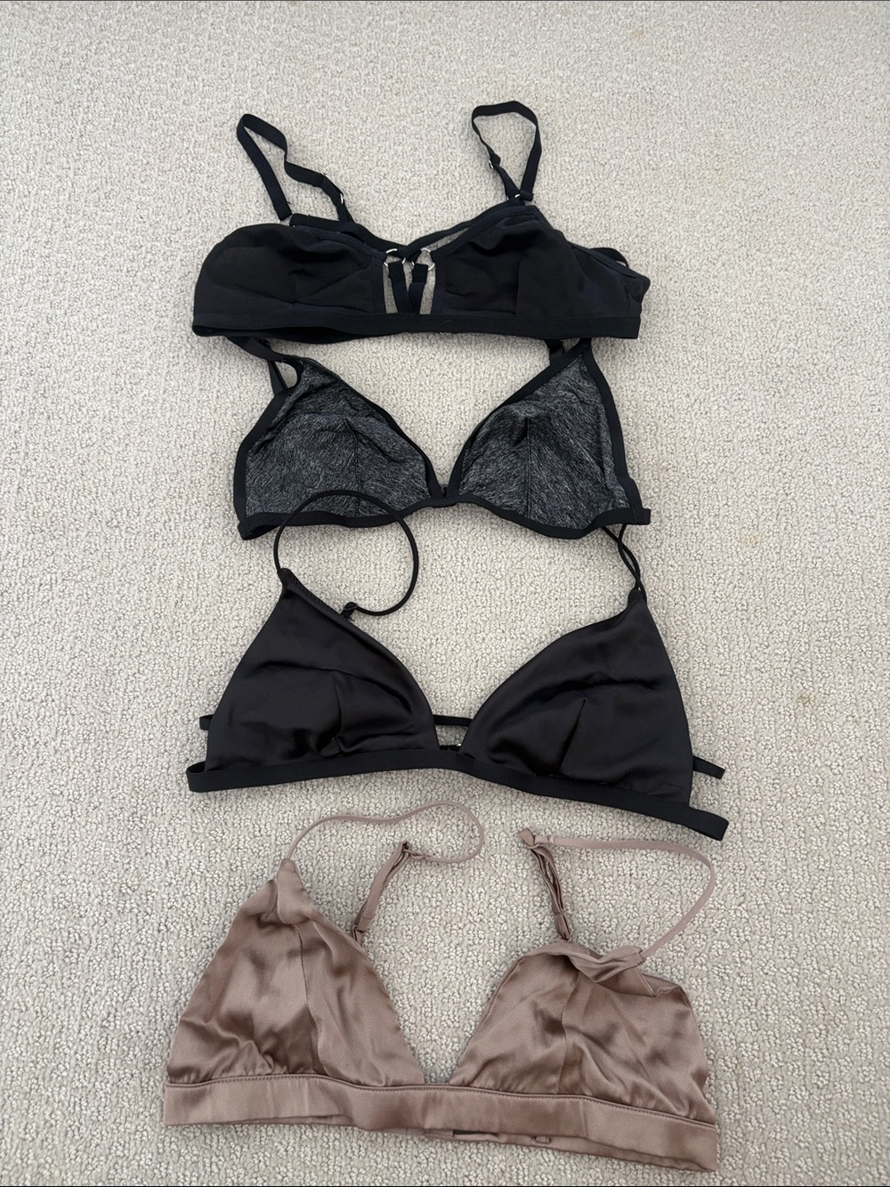 Everyday Triangle Bralette Set in Black and Taupe — Women Intimates